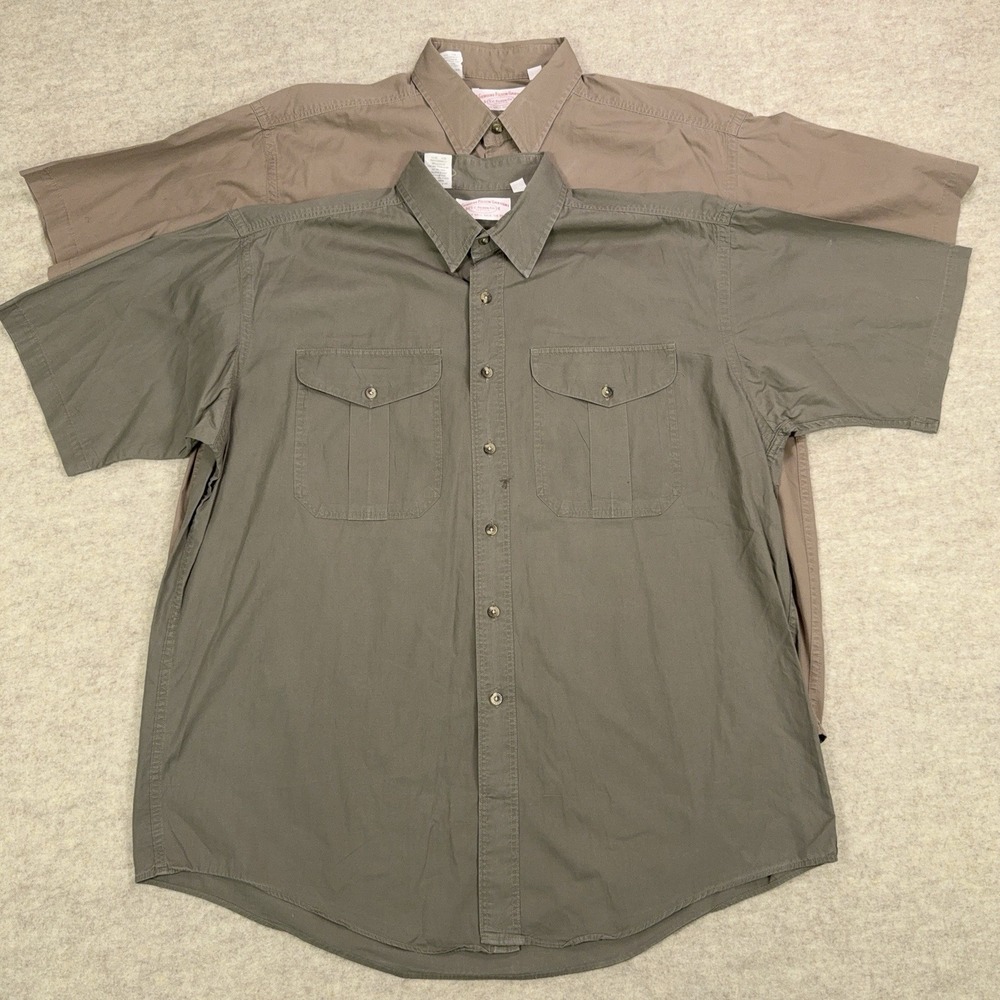 CC Filson Shirt Mens XL Beige Gray Short Sleeve Button Front Vtg USA Made Lot 2